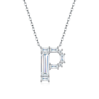 PureNew 26 Letter A-Z 4x12mm Moissanite Necklace For Women S925 Silver D Color 18k Plated Sparking Women's Moissanite Chain