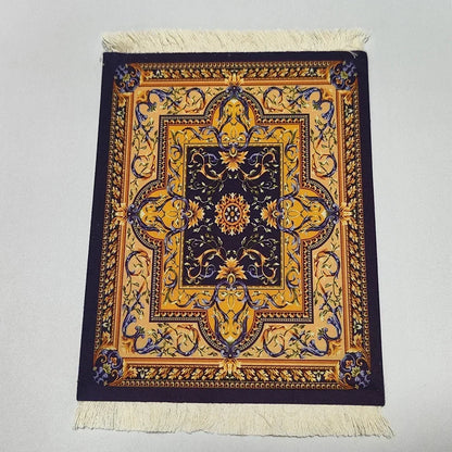 Woven flower Persian carpet small coaster wholesale merchants cheap mouse pad desk mat retro style rubber non-slip computer mats