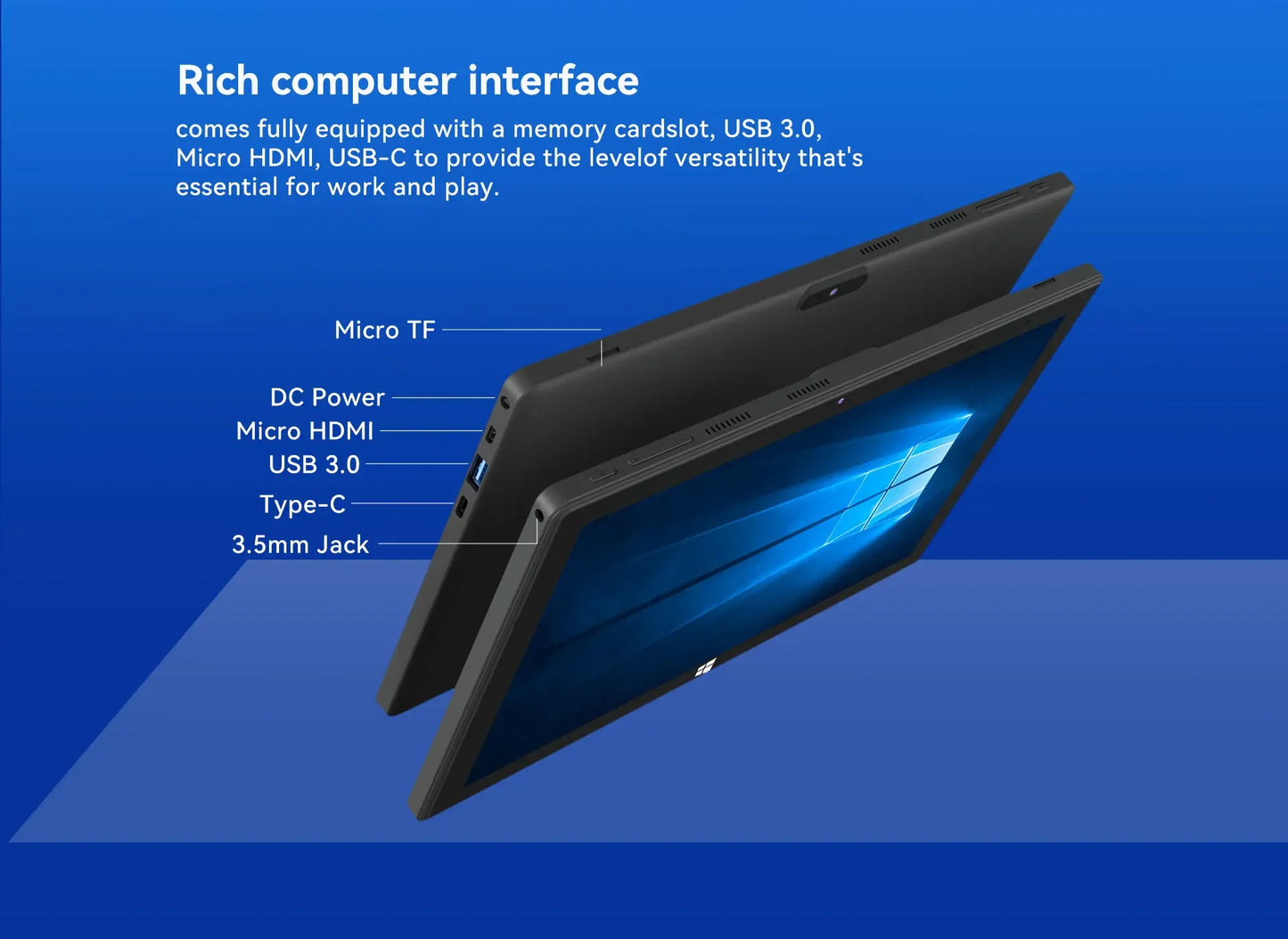 Adreamer 2-in-1 Laptop 10.1 Inch Portable Tablet PC 1280x800 IPS Win 11 OS Intel N4120 8GB & 128GB For Student Daily Business