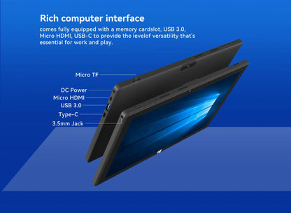 Adreamer 2-in-1 Laptop 10.1 Inch Portable Tablet PC 1280x800 IPS Win 11 OS Intel N4120 8GB & 128GB For Student Daily Business