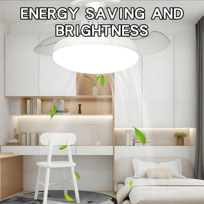 Three-Color Dimming LED E27 Ceiling Fan Lights with Remote Control Silent Dimmable Invisible Fan Light for Living Room Bedroom