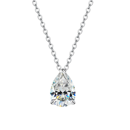 IGOTOS 1-4CT Water Drop Moissanite Pendant Necklace Women 925 Sterling Silver Round/Sharp Claw Lab Diamond Pendant Neck Chain