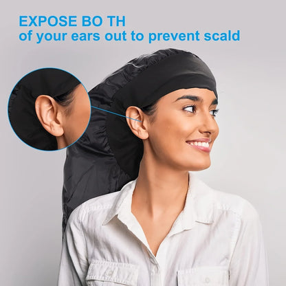 A multifunctional hot oil dry hair cap, compatible with hair dryers, provides constant temperature hair care and maintenance