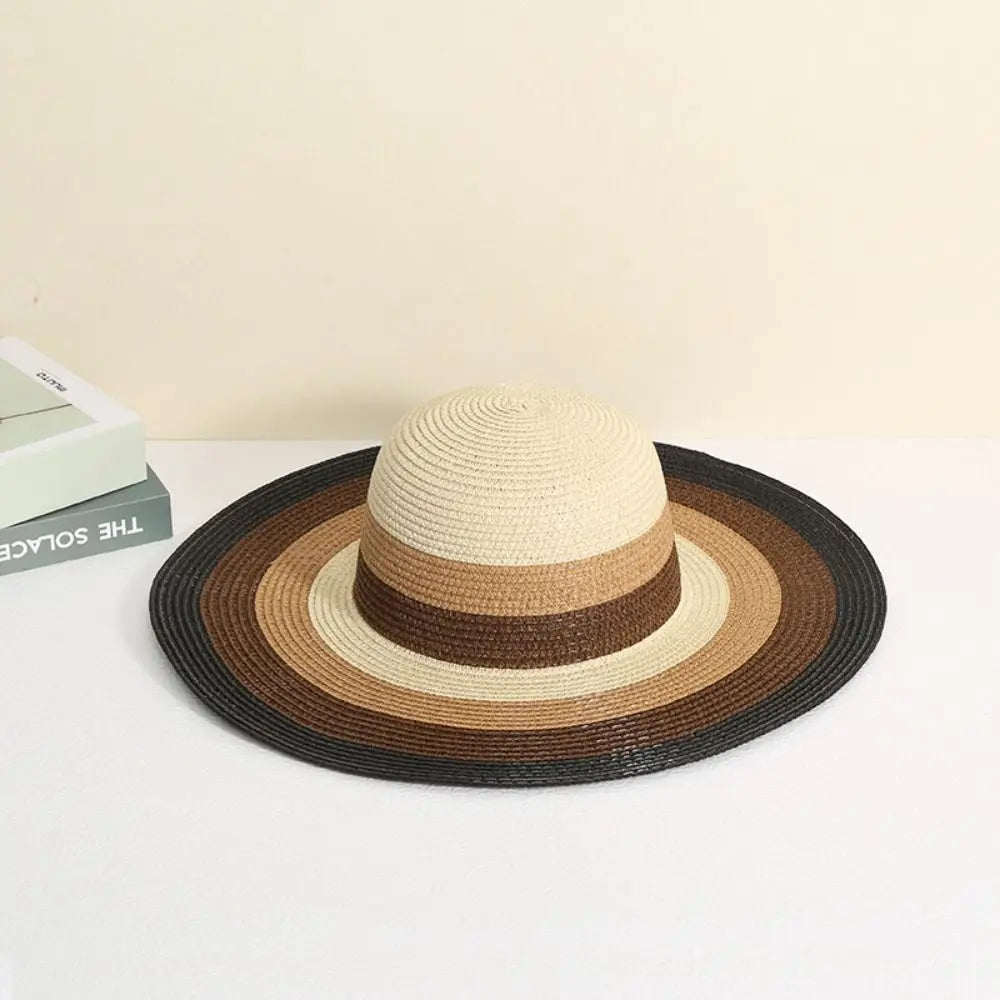 Fashion Straw Tote Bag Stripe Large Capacity Woven Shoulder Bag Square Zipper Woven Hat Vacation Top-Handle Bags
