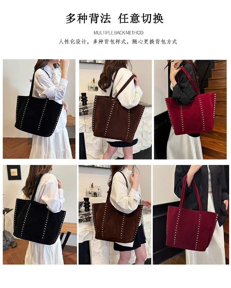 Fashion Microfiber Solid Sewing Shoulder Bags 2025 High Quality Retro Sweet Handbags Brand Sequined Large Capacity Bag for Women