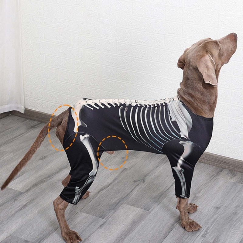 448B Dogs Hoodie Clothes 4Leg Sweatshirt Skeleton Costume Halloween Dog Cosplay Costume Hoody Sweater Medium Large Dog Suit