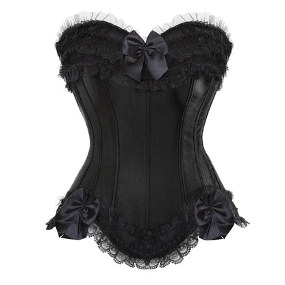 HLJ&GG Sexy Lace Splicing Corset Two Piece Sets Women Off Shoulder Sleevleess Top And Ruffle Mini Skirts Outfits Y2K Streetwear