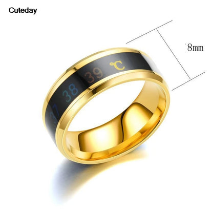 Smart Sensor Body Stainless Steel Love Band Ring With Temperature Measurement Function Rings For Couples Accessories Anillo