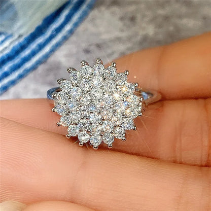 925 Sterling Silver Female Ring New Flower Luxury Inlay AAA CZ High Quality Fashion Wedding Bands Ring Jewelry for Women