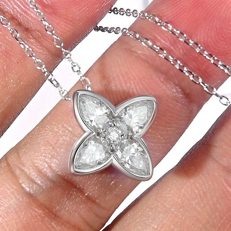 QIBAOKU Pear Cut 4*6mm Moissanite Necklace Pendant for Women Classic 5 Gems Jewelry S925 Sterling Silver Plated 18K Chain 2026