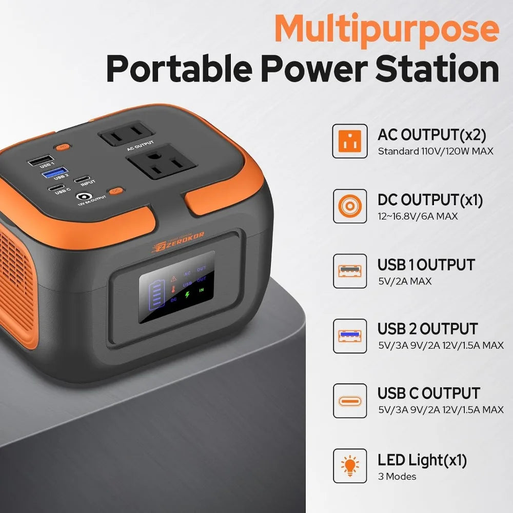 Portable Power Station 120W, Compact Generator 97.6Wh Battery Pack with AC Outlet and USB C Input for Outdoor and Emergency Use
