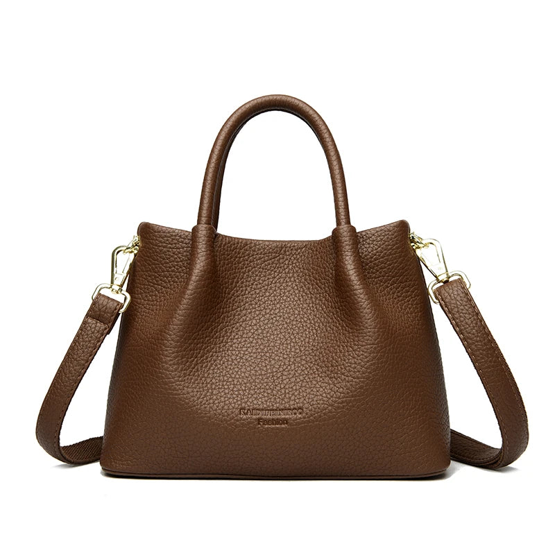 Women Soft Leather Top-Handle Bags Luxury Designer Handbag Solid Color Ladies Shoulder Crossbody Bag And Purse Commuting Sac