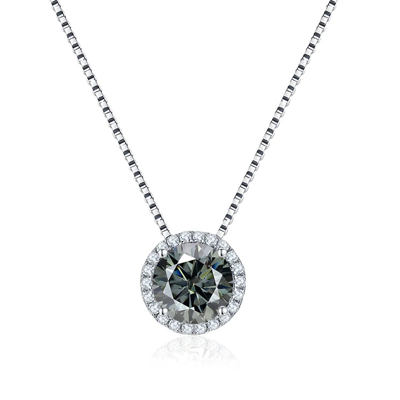 NeeTim 0.5ct 1ct Pink Blue Black Colorful Moissanite Necklaces for Women 925 Sterling Silver Box Chian Pendant Woman's Necklace