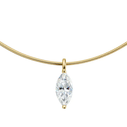 3carat Solitaire Marquise Cut Moissanite Hard Necklace for Women Eye Shape Sparkling Diamond Pendant Neck Chain with Certificate