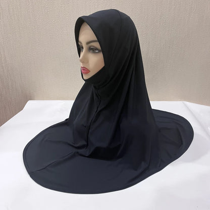H124 Adults high quality big size muslim hijab scarf with chin part islamic headscarf hats armia pull on headwrap turban caps