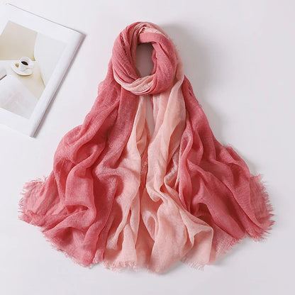 180*90cm Gradient Cotton Linen Women Muslim Hijab Scarf Woman Islamic Arab Shawl Wrap Head Scarves Ready To Wear Headscarf