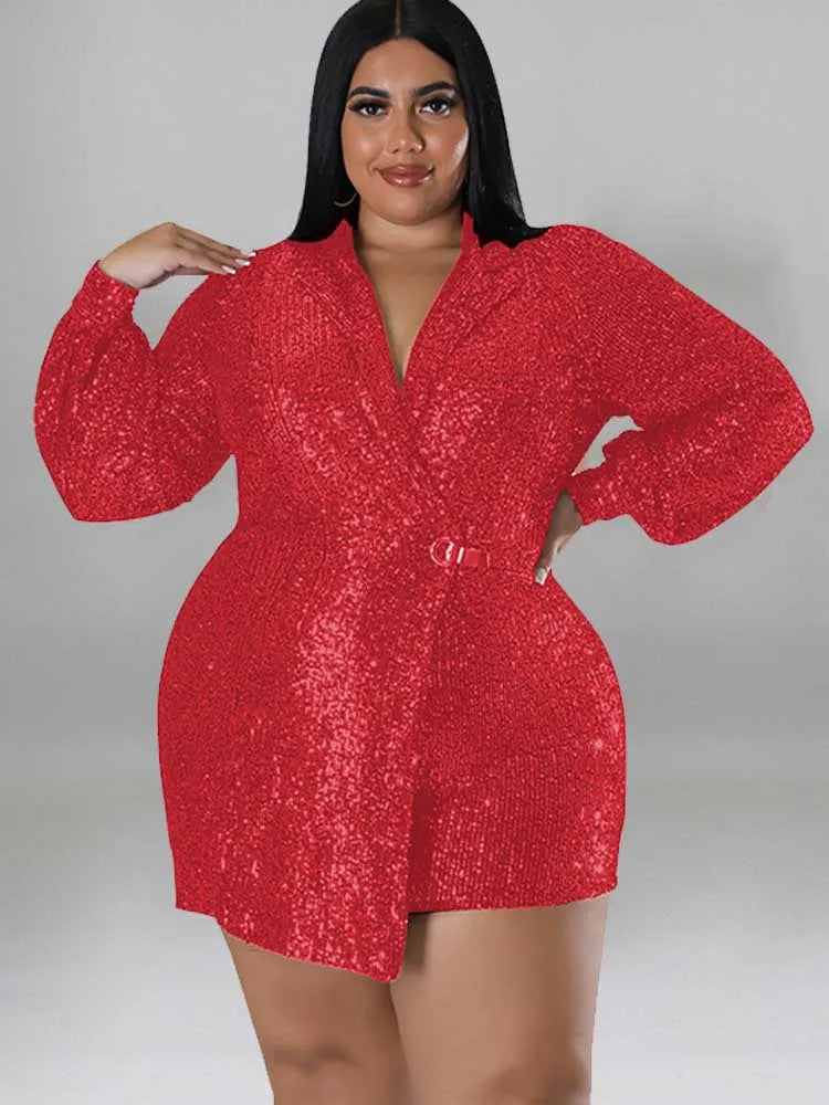 Jumpsuits Women Elegant Luxury Plus Size Party Ladies Long Sleeve Jumpsuit with Sequins 3xl 4xl 5xl Sexy Evening Woman Jumpsuit