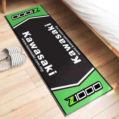 Kawasaki Motorcycle Carpet Garage Mat Racing Cool Moto Display Motorcycle Display Mat Kawasaki Anti-slip Floor Decoration Rug