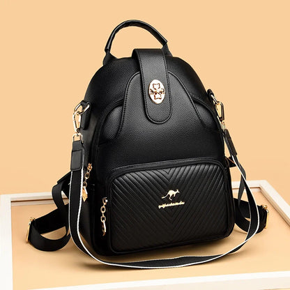 2024 New Fashionable Women's Backpack High Quality Soft Leather Women Shoulder Bag Famous Luxury Brand Female Handbag Sac A Main