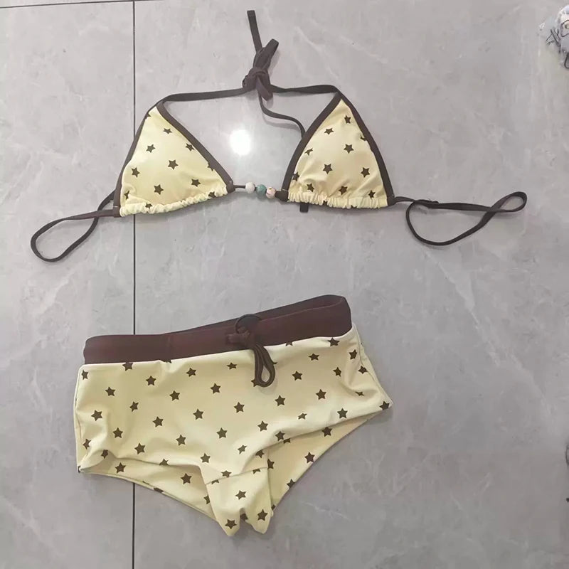 2026 Print Bikini Swimsuit with Cover Up Swimwear Women Bathing Suit Short Pants  Micro Bikini Set Swimming Suits Biquini