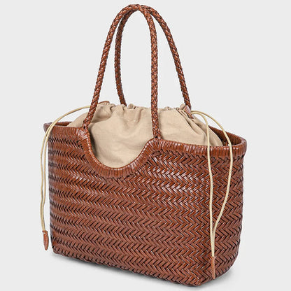 Handbags Women's Genuine Leather Shoulder Bag Weaving Casual Shopping Bag Vintage Big Tote Purse Cowhide Cross Hand Bags Lady
