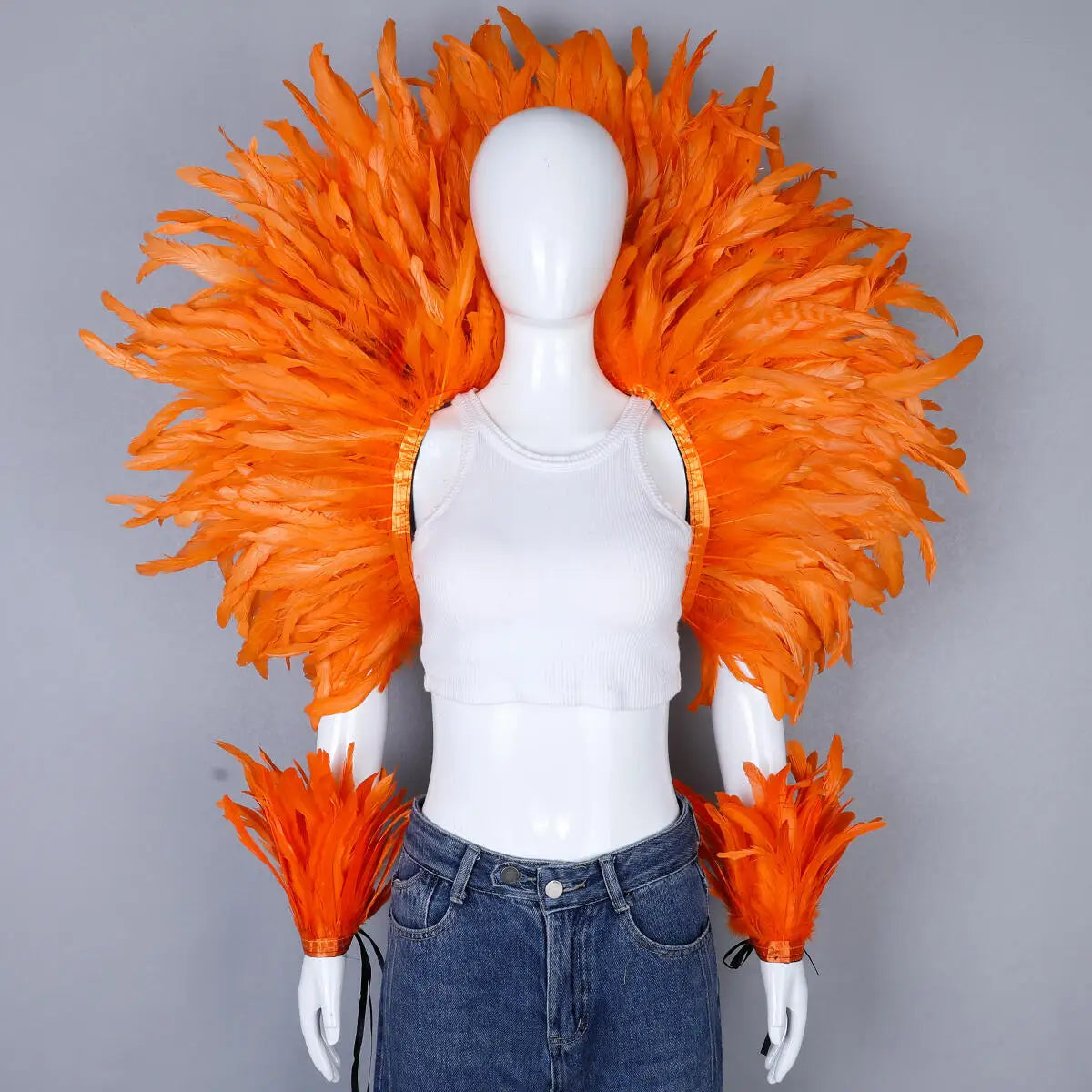 Elegant Women's 2-Piece Shawl Set Cosplay Feather Punk Style for Halloween Masquerade Ball Party Carnival New