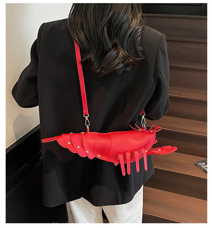 PU Zipper Commuting Crossbody Bags Lobster Shape Niche 2025 High Quality Ladies Bags Solid Color Rivet Fashion Shoulder Bags