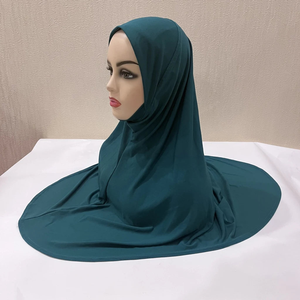 H124 Adults high quality big size muslim hijab scarf with chin part islamic headscarf hats armia pull on headwrap turban caps