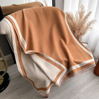 Women's Reversible Two-Tone Scarf, Plush Soft Winter Shawl & Neck Warmer, Double Sided Elegant Fall Wrap