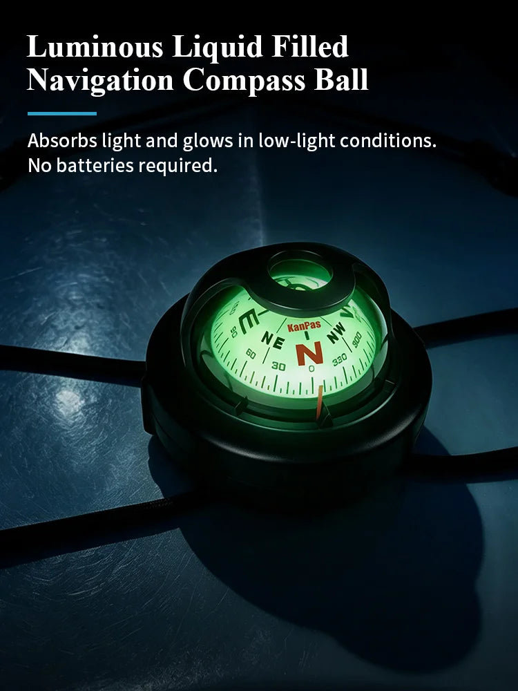 KANPAS Kayak Compass, Luminous Marine Compass for Boat Canoe SUP Jet Ski, Battery-Free Night Reading Navigation Compass V-55K