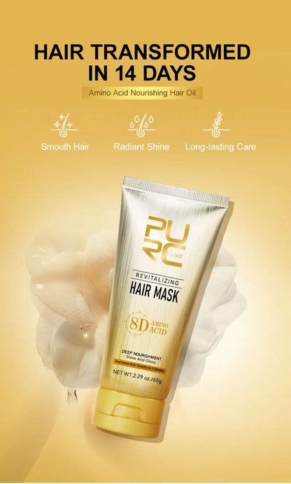 PURC Argan Oil Hair Mask Smoothing Repair Damaged Frizz Hair Treatment Straightening Nourishing Shine Hair Care 65g New Sales