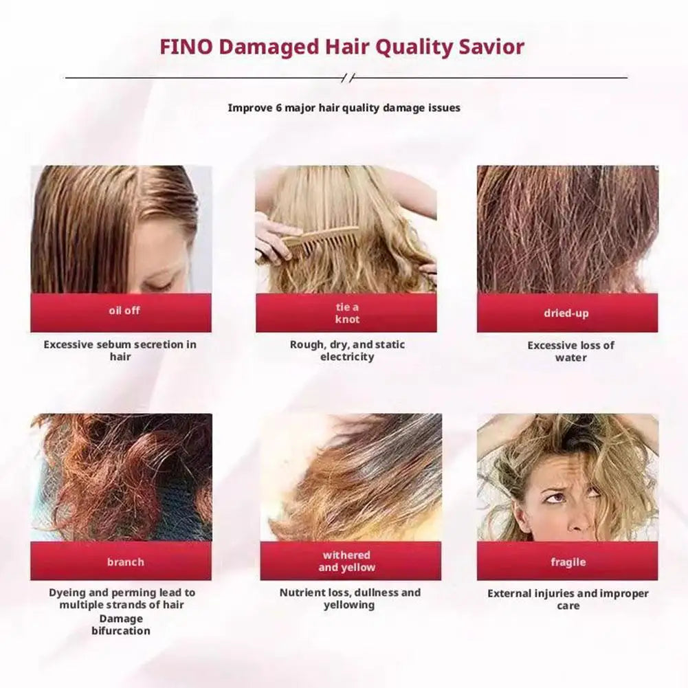 Fino Shampoo Conditioner 550ml Oil Control Volumizing Smooth Hair Mask Repair Dry Damaged Hair Moisturizing Nourishing Treatment
