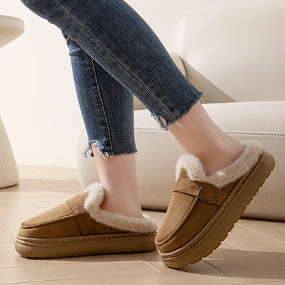 Casual Women's Home Slippers Winter Plush Luxury Designer Woman Shoes Indoor Fluffy Platform Fuzzy Fur Slides Elegant Flats Warm