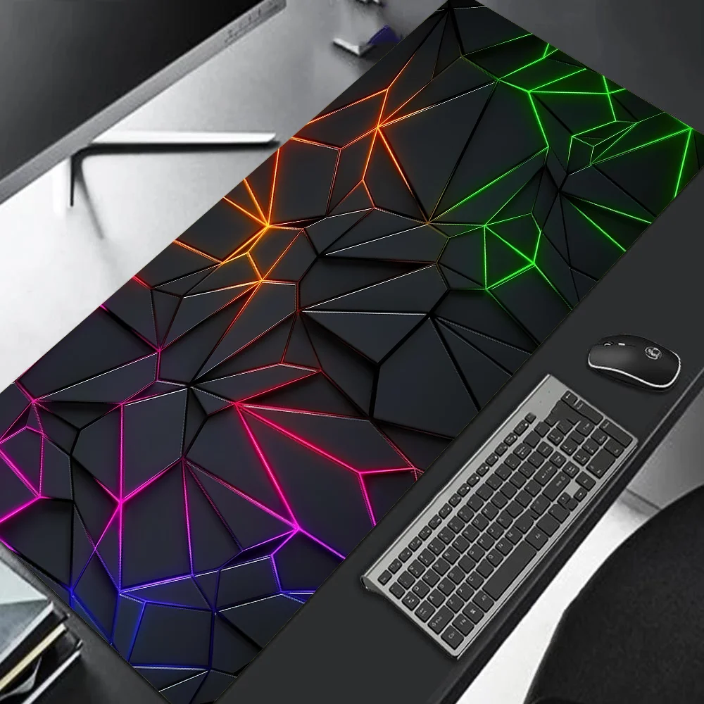 Large Gaming Mouse Pad 90x40 Red Blue Gradient Design Non-Slip Rubber Sewn Edge Gaming Desk Mat Keyboard Gamers and Office Work
