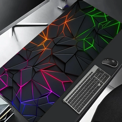 Large Gaming Mouse Pad 90x40 Red Blue Gradient Design Non-Slip Rubber Sewn Edge Gaming Desk Mat Keyboard Gamers and Office Work