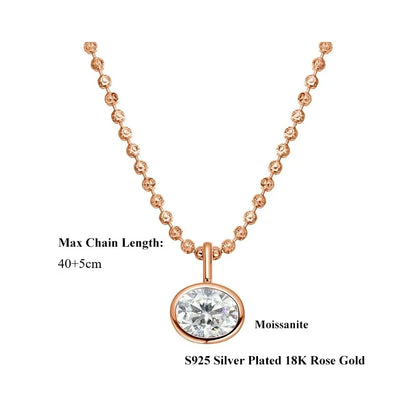 East West Oval Cut Moissanite Pendant Necklace for Women S925 Silver 2-4carat Solitaire Diamond Ball Chain with Gra Certificate