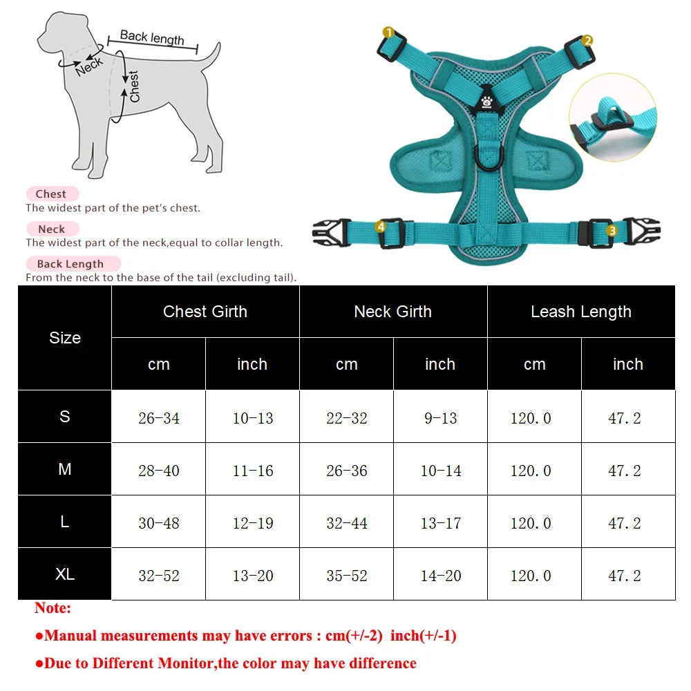 Adjustable Dog Harness Leash Set for Small Medium Dogs Cats Reflective Chest Strap Pets Harnesses Vest Outdoor Puppy Supplies