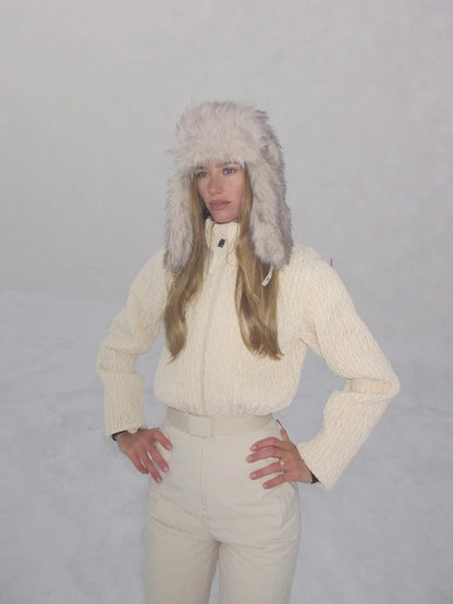 Fashion Women's Ski Jumpsuit High Neck Full Sleeve Knit Patchwork Straight Warm Thick Female Jumpsuits 2026 Winter Lady Skiwear