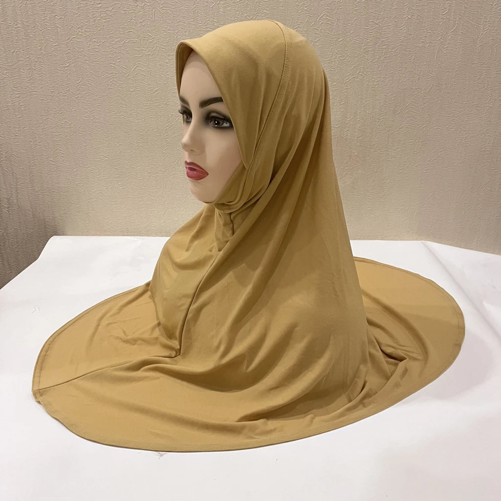 H124 Adults high quality big size muslim hijab scarf with chin part islamic headscarf hats armia pull on headwrap turban caps