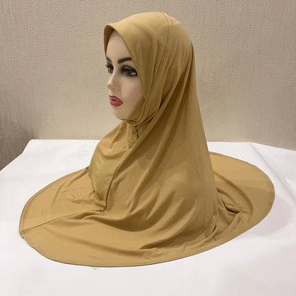 H124 Adults high quality big size muslim hijab scarf with chin part islamic headscarf hats armia pull on headwrap turban caps