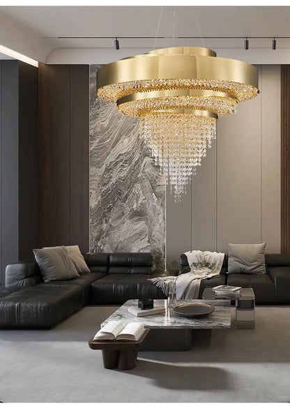 Luxury Crystal LED Hanging Chandeliers Italian Design Modern Pendant Lights Living Dining Room Home Restaurant Lighting Fixtures