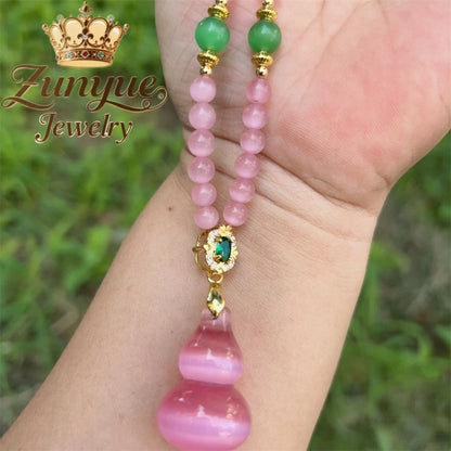 Natural Colorful Cat's Eye Stone Pendant Necklace Elegant Fashion Daily Wear Luxury Quality Fine Jewelry For Women Unisex Gift
