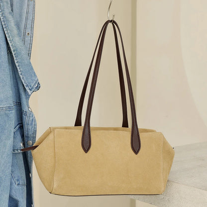 New Women's Natural Suede Leather long handle Shoulder Bag Luxury Designe Genuine Suede Leather Handbags Shopping Underarm Bag