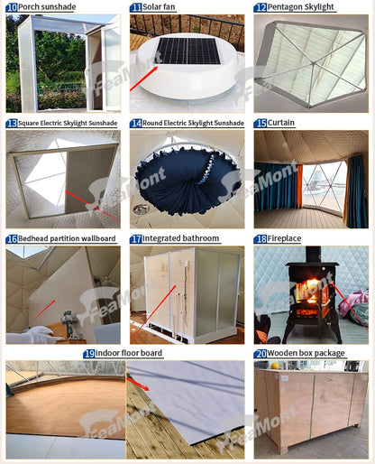 【Best-selling】FEAMONT Roof Pvc Heated Eco Prefab Transparent Geodesic Dome Hotel Glamping Tent House Desert Round Dome Tent For