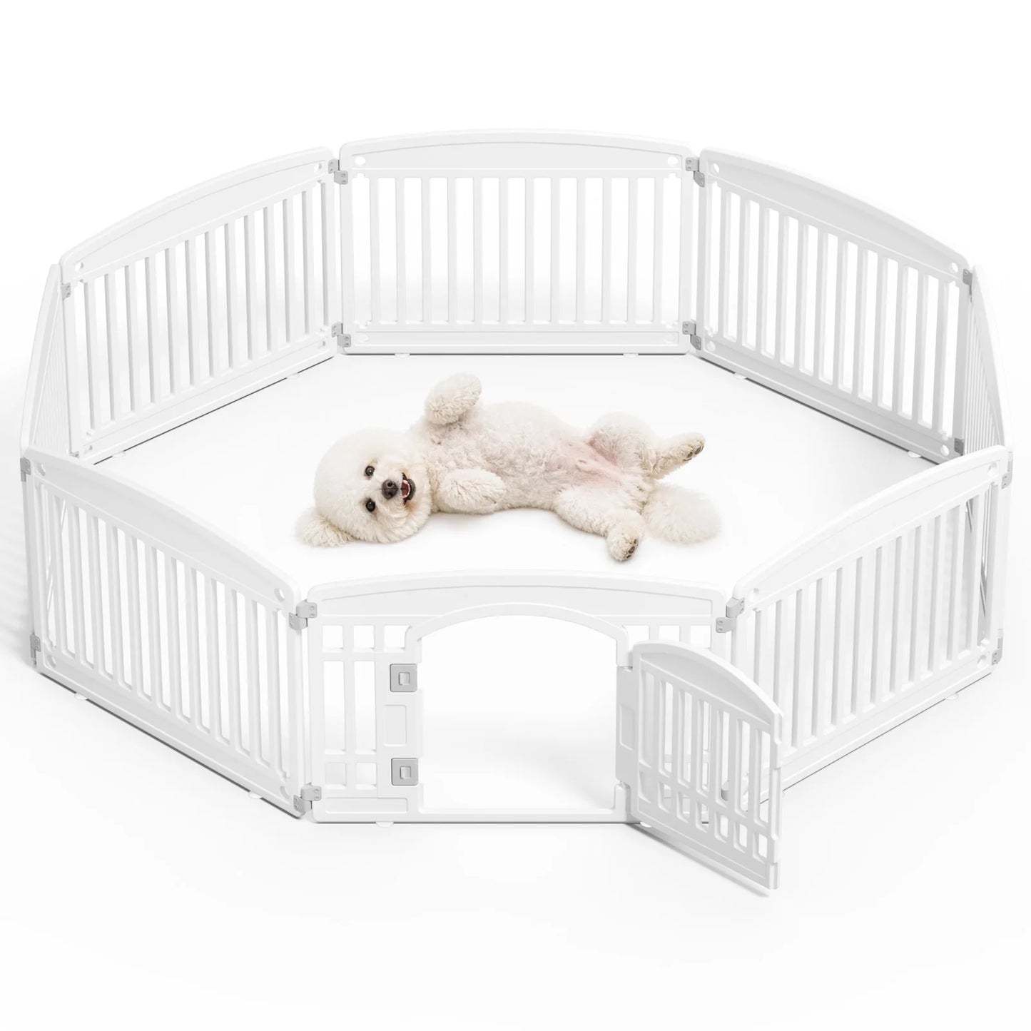 JHK 8 Panel Plastic Dog Playpen 24IN Expandable Durable Pet Fence for Medium Dogs Indoor Outdoor Folding Portable Puppy Playpen