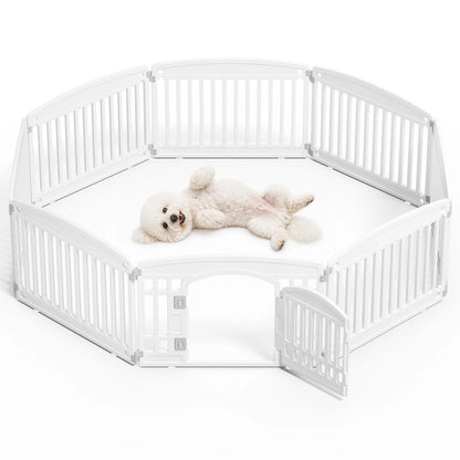 JHK 8 Panel Plastic Dog Playpen 24IN Expandable Durable Pet Fence for Medium Dogs Indoor Outdoor Folding Portable Puppy Playpen