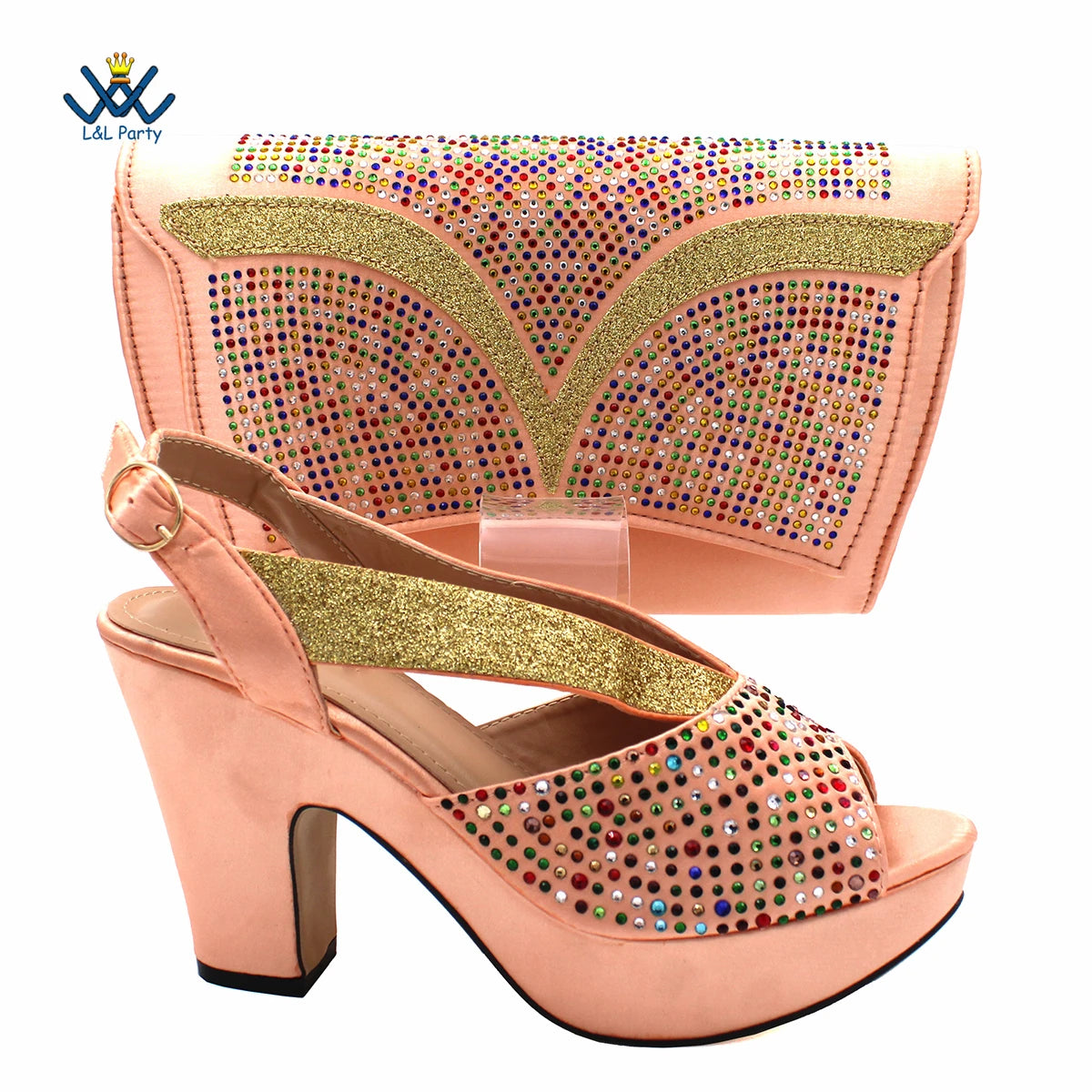 Buckle Strap Sandals Nigerian Women Shoes and Bag Set in Green Color with Wedges Heels For Ladies Party