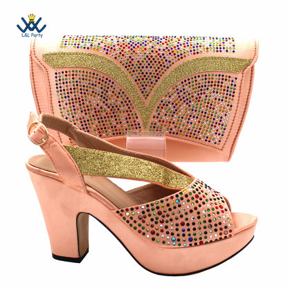 Fashionable Italian Mature Style African Sets Black Color Nigerian Shoes Matching Bags for Royal Wedding Party