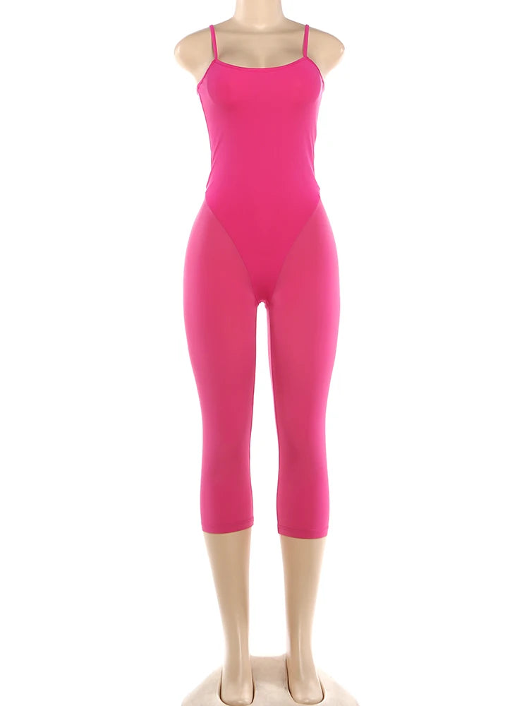 Kliou Sporty Style Sling Playusits Woman Summer Trend Low-Neck Backless Look Slimmer Skinny High Stretch Sexy Fashion Rompers