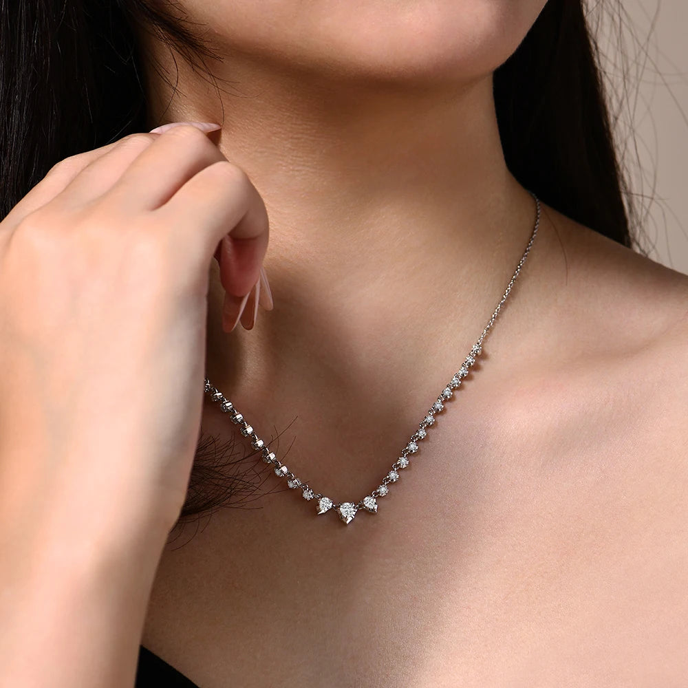 ATTAGEMS 2.04CTW Moissanite Necklaces for Women S925 Silver 18K White Gold Plated D VVS1 Diamond Pendant With Chain Jewelry Gift
